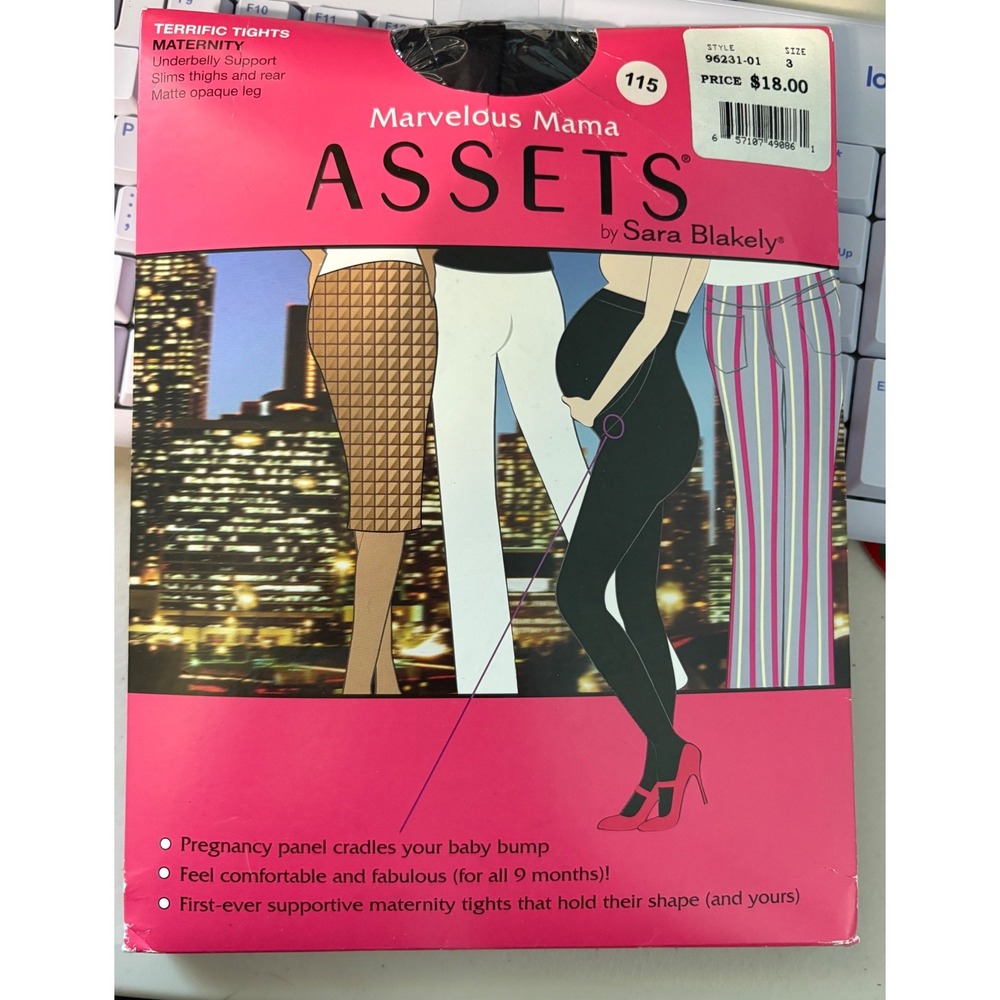 New Assets Marvelous Mama Maternity Tights Women Size 3 Black Opaque 96231-01